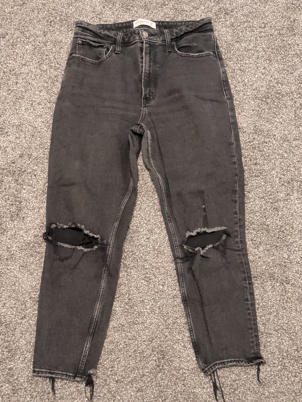 Abercrombie & Fitch The Mom High Rise Curve Love black slim straight jeans